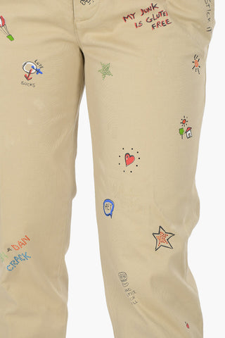 4 Pocket Printed Pants with Strass