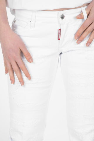 Low Rise WHITE BULL Distressed Denims