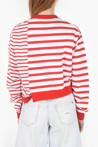 Crew Neck Asymmetric Awning Motif Sweatshirt
