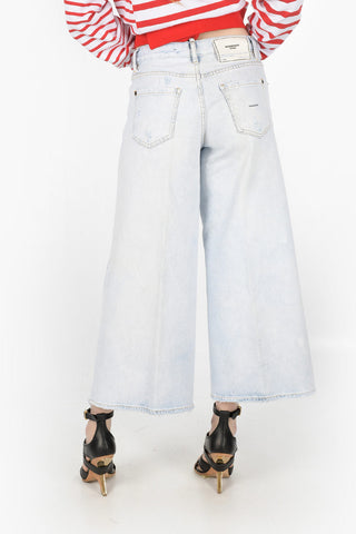 Light Wash Cropped Palazzo Denims