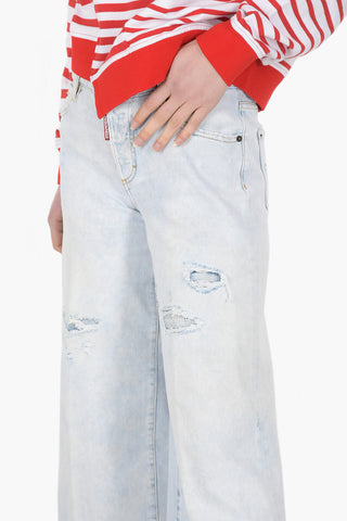 Light Wash Cropped Palazzo Denims