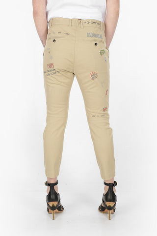 4 Pocket Printed Pants with Strass