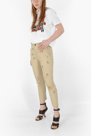4 Pocket Printed Pants with Strass