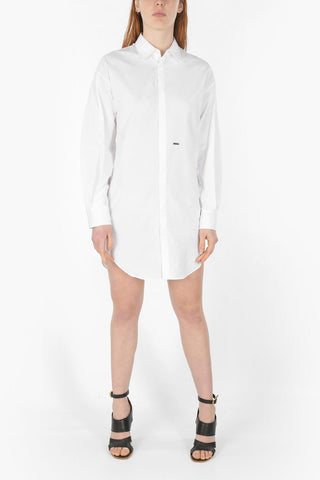 Standard Collar Cotton Shirt Dress