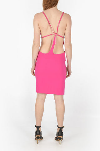 Draped Collar Bare Back Midi Dress