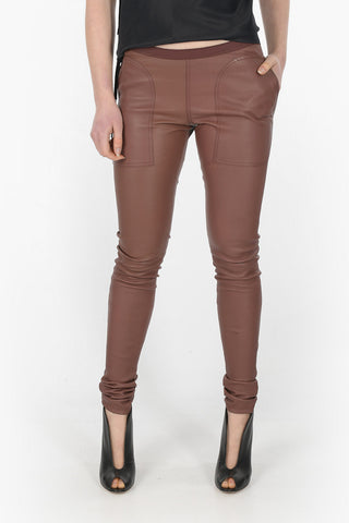 PHLEGETHON Elastic Waistband Leather Leggings