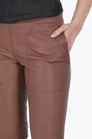 PHLEGETHON Elastic Waistband Leather Leggings