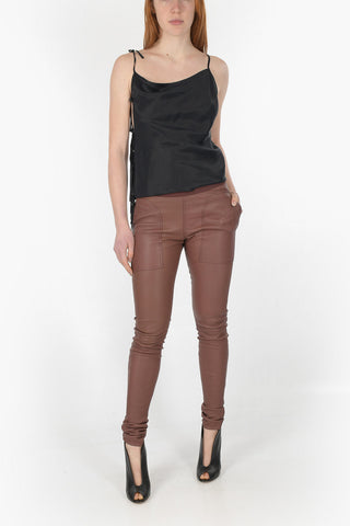 PHLEGETHON Elastic Waistband Leather Leggings