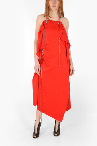 Asymmetrisches Bare-Back-Kleid mit Ketten