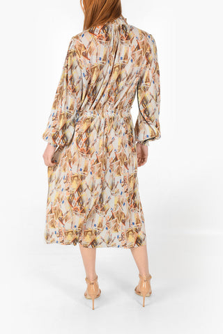 Bill Printed Pleated Midi Dress