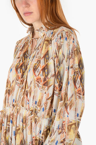 Bill Printed Pleated Midi Dress