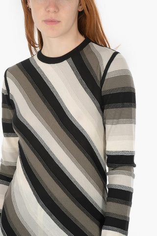 PHLEGETHON Crew Neck Oblique Striped Sweater