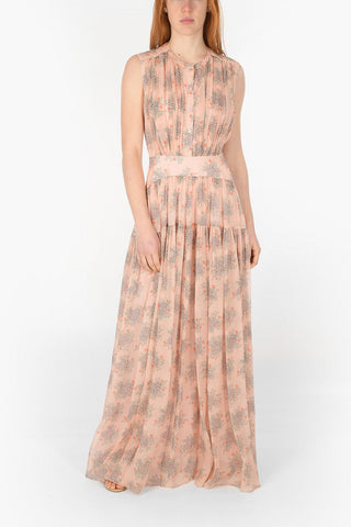 Floral Patterned Silk Long Shirt Dress