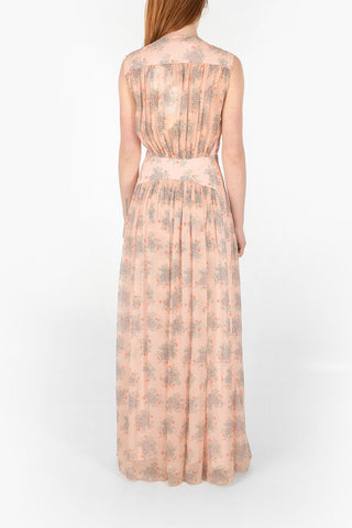 Floral Patterned Silk Long Shirt Dress