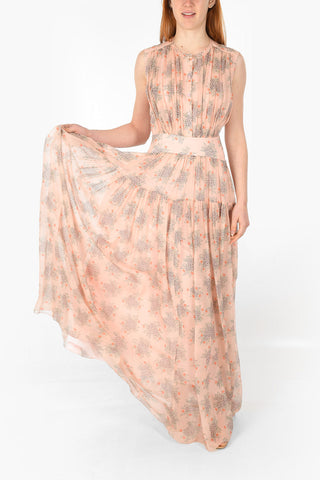 Floral Patterned Silk Long Shirt Dress