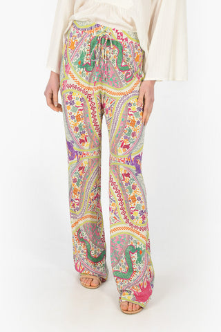 High-waisted Paisley Patterned Palazzo Pants