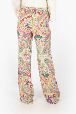 High-waisted Paisley Patterned Palazzo Pants