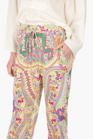 High-waisted Paisley Patterned Palazzo Pants