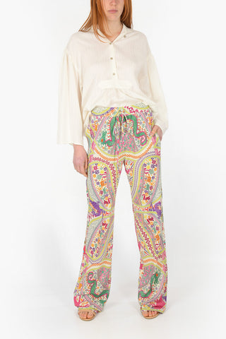 High-waisted Paisley Patterned Palazzo Pants