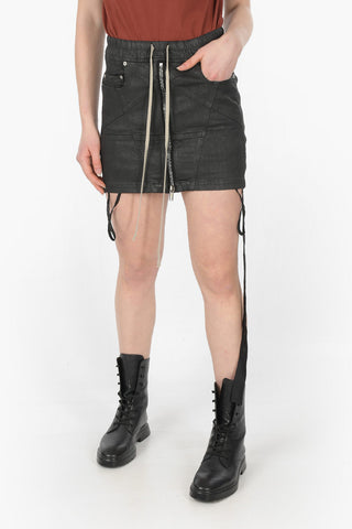 DRKSHDW Elastic Waistband Coated Cotton Miniskirt