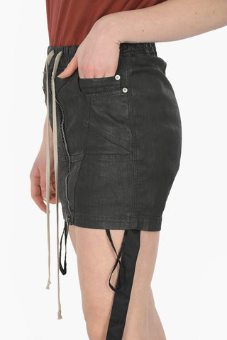 DRKSHDW Elastic Waistband Coated Cotton Miniskirt