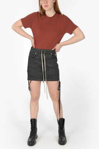 DRKSHDW Elastic Waistband Coated Cotton Miniskirt
