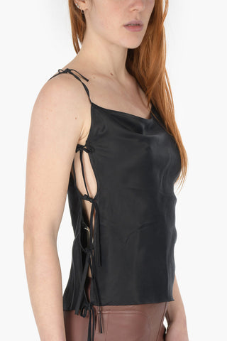 PHLEGETHON Lace up Side TACO Satin Top