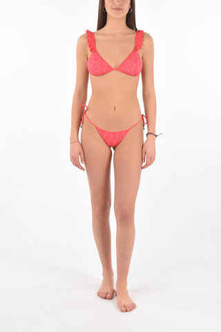 Triangle Bikini Top with Logo Print