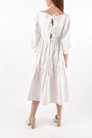 bow backline balloon sleeve organic cotton HELENA dress