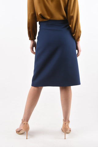 Wool and Silk Longuette with Belt and Logo Buckle