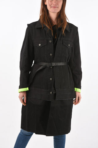 Double Layer  W-CHARIE balmacaan coat with belt