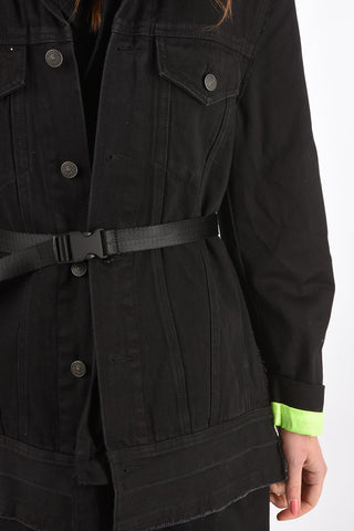 Double Layer  W-CHARIE balmacaan coat with belt