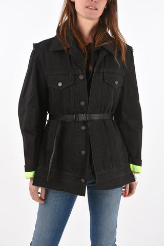 Double Layer  W-CHARIE balmacaan coat with belt