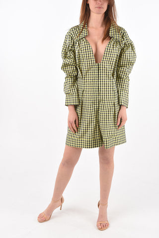 Long-sleeved Snap Button Gingham Jumpsuit