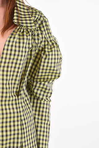 Long-sleeved Snap Button Gingham Jumpsuit