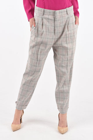 Pantaloni District Check LOWEA a 2 Pinces