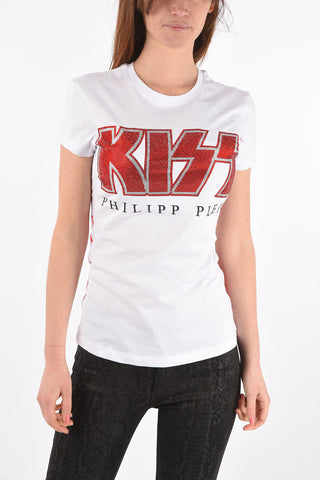 COUTURE KISS crew-neck t-shirt with with Rhinestone Embellishment on the front