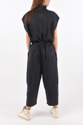 sleeveless oversized DE-CORALL Utility-Style Jumpsuit with belt