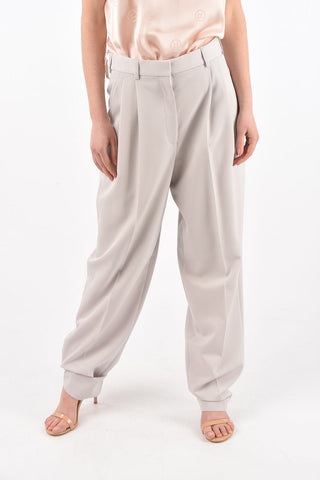 wool high waist double pleat trousers