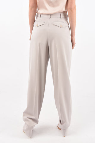 wool high waist double pleat trousers