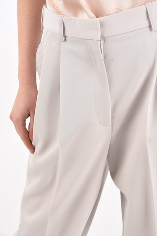 wool high waist double pleat trousers