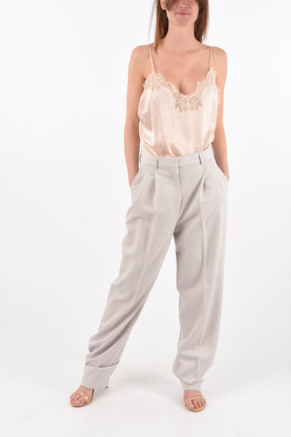 wool high waist double pleat trousers