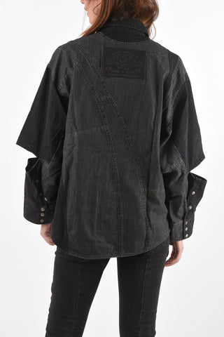 two tone denim DE-RINGLE shirt with cut out details