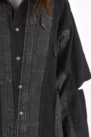 two tone denim DE-RINGLE shirt with cut out details