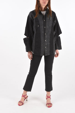 two tone denim DE-RINGLE shirt with cut out details