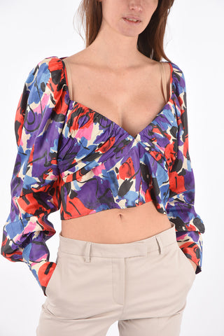 abstract print sweetheart neckline JONI crop top