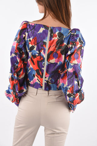 abstract print sweetheart neckline JONI crop top