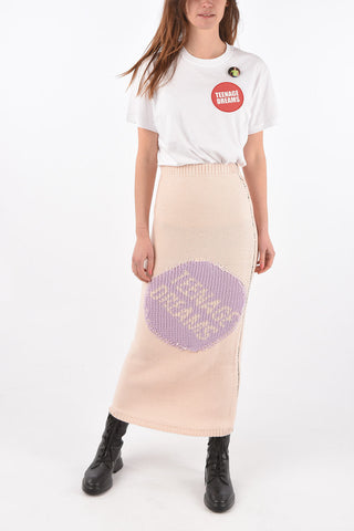 high-rise waist knitted pencil skirt