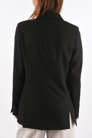 virgin wool side vents notch lapel 1-button blazer