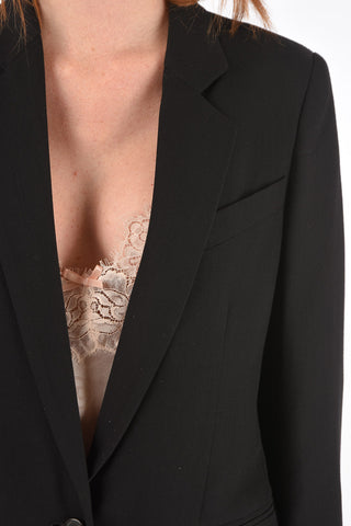 virgin wool side vents notch lapel 1-button blazer